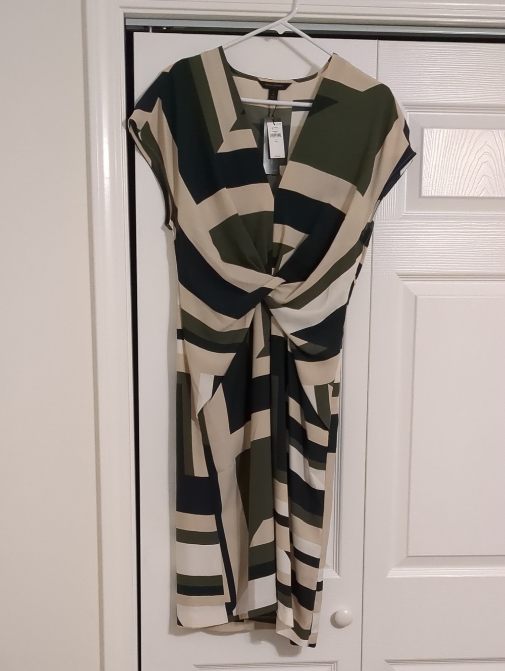Banana Republic Olive, Black And Tan Twist Front Dress, Size 8 Tall NWT